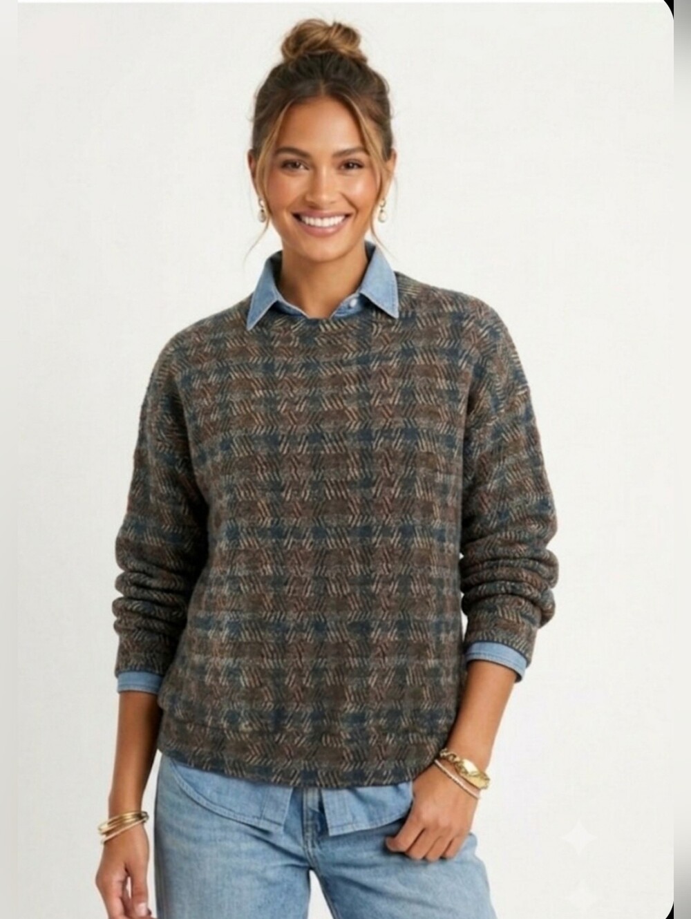 Y2K Crew Sweater Slouchy Vintage Med Grandpa Wool Knit Cottage Farm Cozy Casual